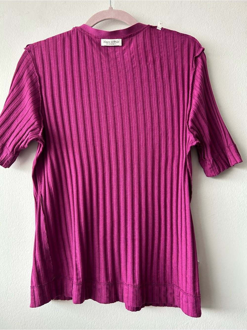 Marc O'Polo Magenta Ribbed Button-Up Cardigan - Picture 9 of 9